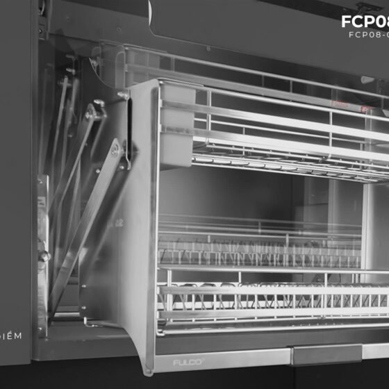 FCP08-09 Pre | GIÁ BÁT ĐĨA TAY NÂNG HẠ FULL INOX 304 CÓ ĐIỀU CHỈNH LỰC (600mm)