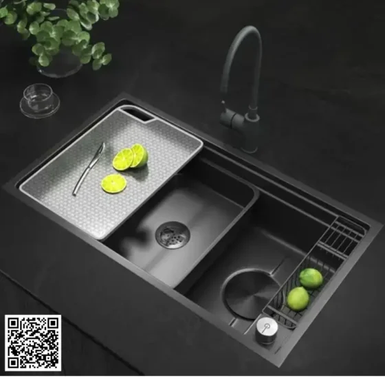 Chậu 1 Hố Chống Xước Âm Bàn Mạ Nano