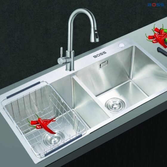 Chậu Đúc 2 Hố Cân Dương Bàn Inox 304