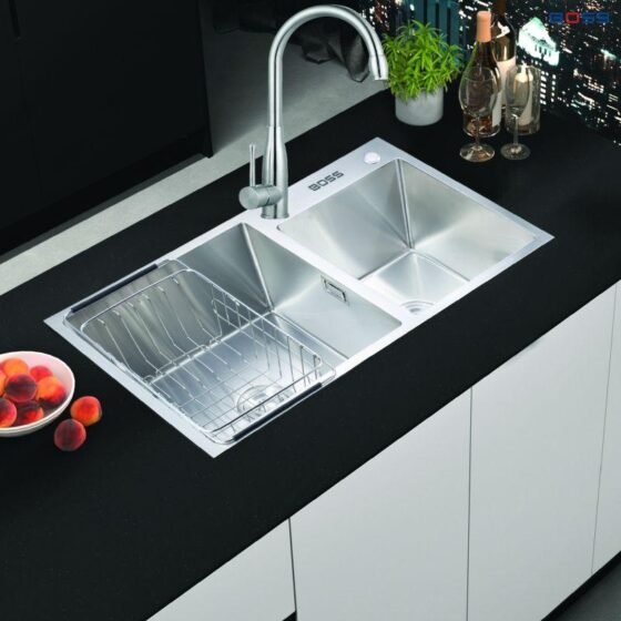 Chậu Đúc 2 Hố Lệch Dương Bàn Inox 304
