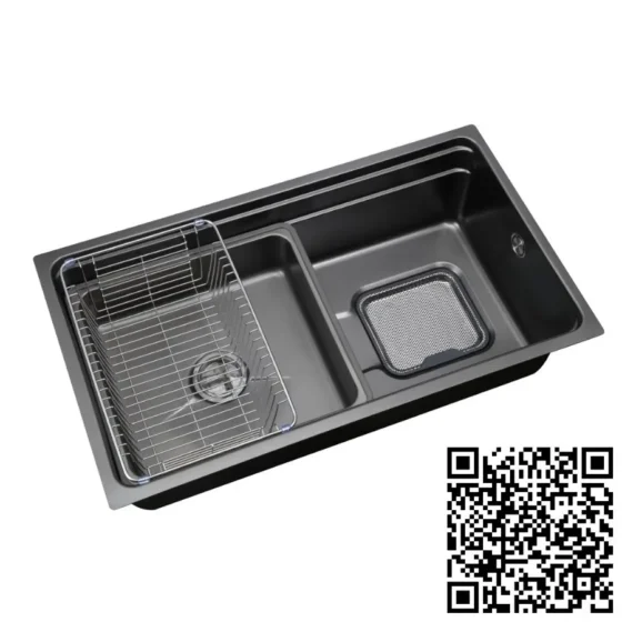 Chậu Rửa Chén 1 Hố Chống Xước Âm Bàn Mạ Nano