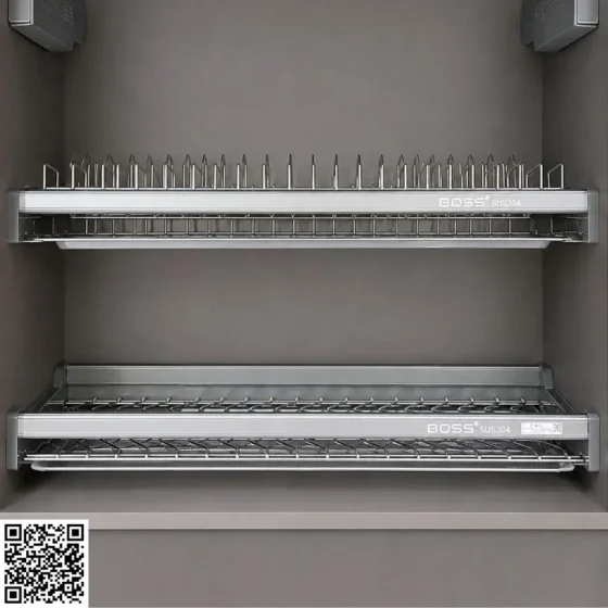 Giá Bát Cố Định Inox 304 Mờ Bộ 2 Tầng