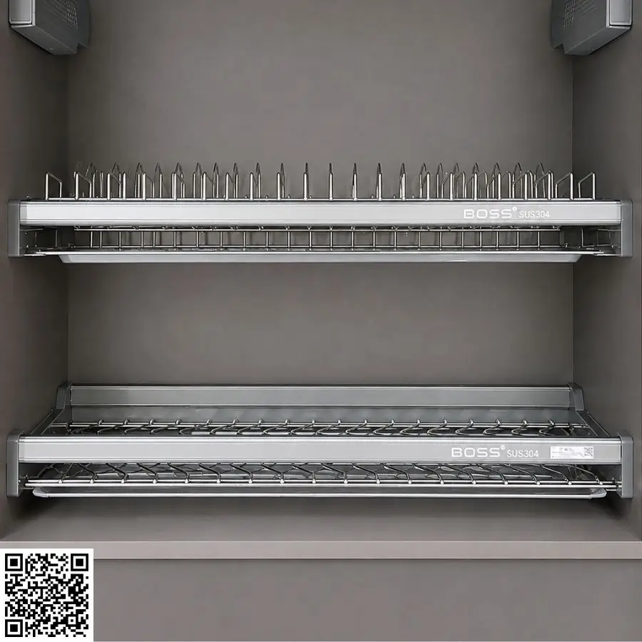 Giá Bát Cố Định Inox 304 Mờ Bộ 2 Tầng