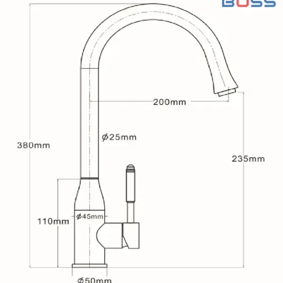 Vòi Cố Định Cổ Bầu Dục Xoay 360 Độ BV915