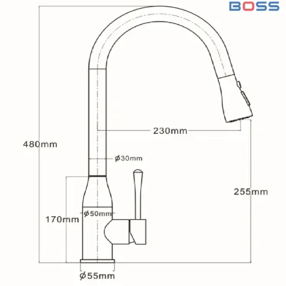 Vòi Dây Rút Boss Cổ Hình Bầu Dục BR6220B