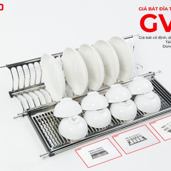 GV18 | GIÁ BÁT ĐĨA TỦ TRÊN INOX
