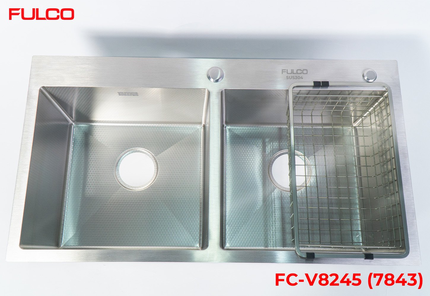 FC-V8245 (7843) | CHẬU RỬA 2 HỐ CÂN SUS304 CAO CẤP