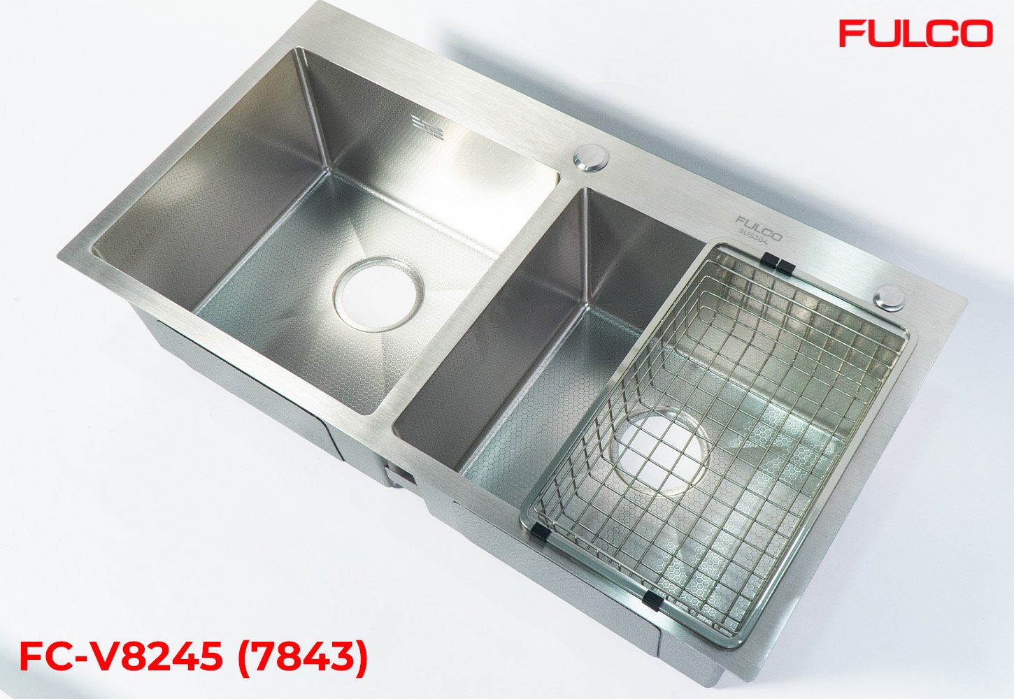 FC-V8245 (7843) | CHẬU RỬA 2 HỐ CÂN SUS304 CAO CẤP
