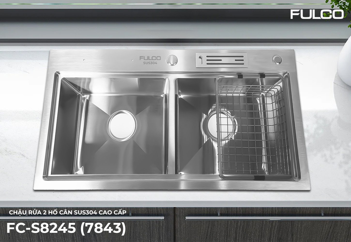 FC-S8245 (7843) | CHẬU RỬA 2 HỐ CÂN SUS304 CAO CẤP