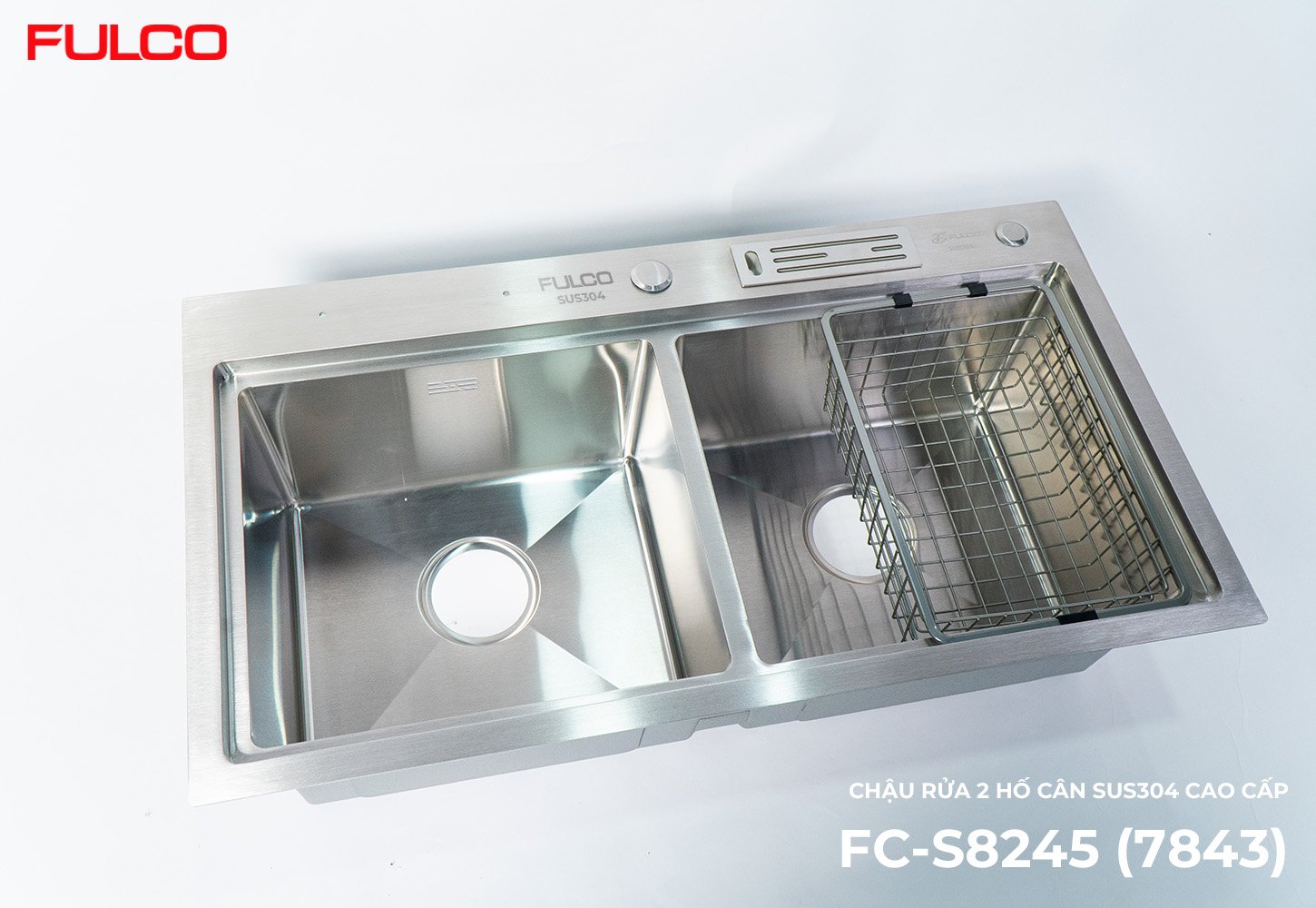 FC-S8245 (7843) | CHẬU RỬA 2 HỐ CÂN SUS304 CAO CẤP