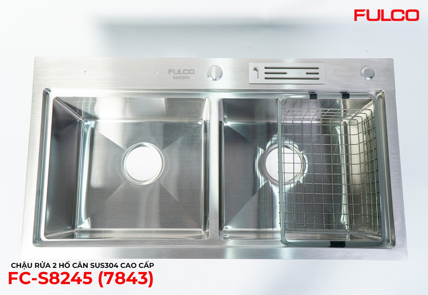 FC-S8245 (7843) | CHẬU RỬA 2 HỐ CÂN SUS304 CAO CẤP