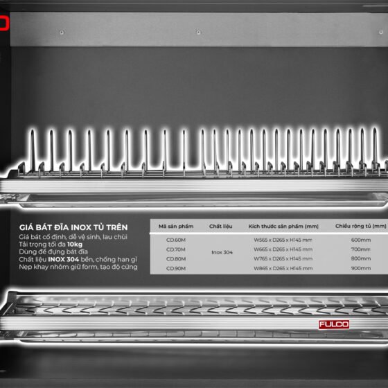 CD | GIÁ BÁT ĐĨA INOX TỦ TRÊN (600mm)