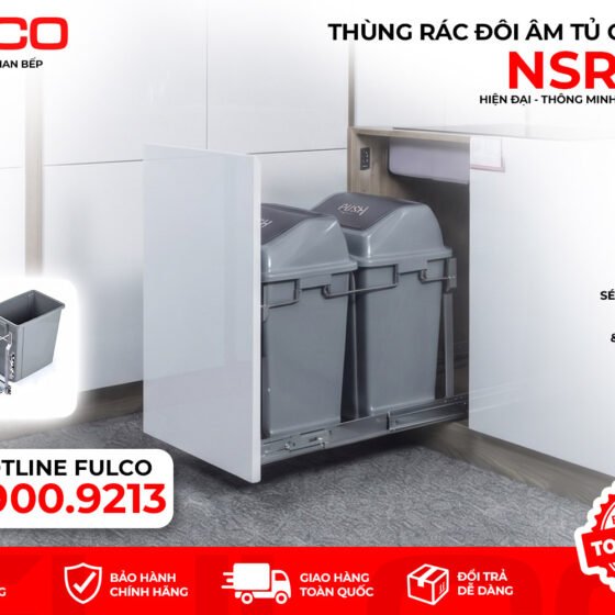 NSR.020 | THÙNG RÁC ĐÔI GẮN CÁNH RAY GIẢM CHẤN