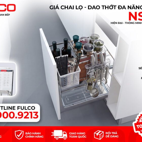 NS02V | GIÁ ĐỰNG CHAI LỌ - DAO THỚT ĐA NĂNG NAN VUÔNG