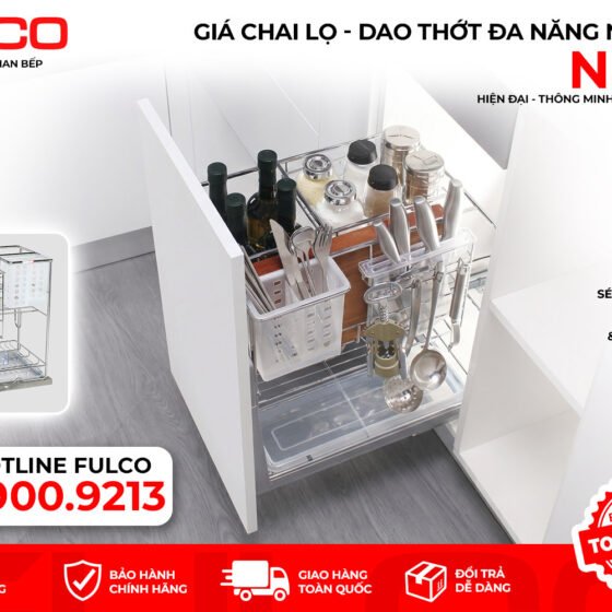 NS01T | GIÁ ĐỰNG CHAI LỌ - DAO THỚT INOX NAN TRÒN (200mm)