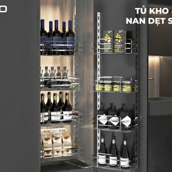 FC0508C | TỦ KHO 4 TẦNG INOX 304 NAN VUÔNG CÁNH MỞ QUAY