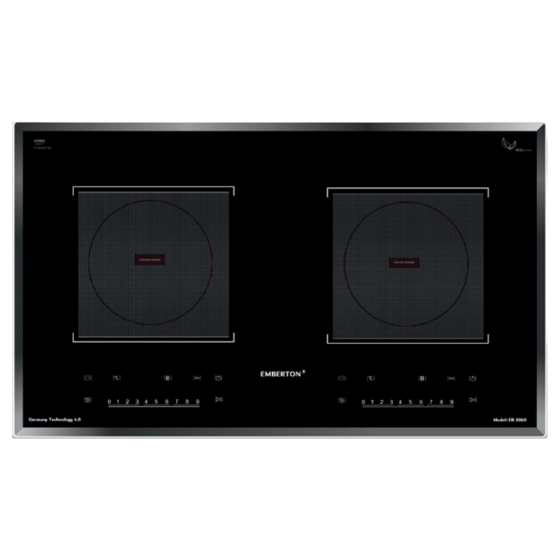 EMBERTON Bếp 2 từ - Vát 4 cạnh nẹp nhôm cao cấp EB-106II