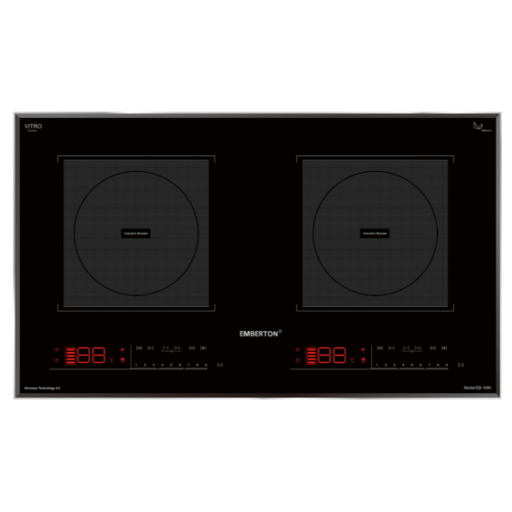 EMBERTON Bếp 2 từ - Vát 4 cạnh nẹp nhôm cao cấp EB-168II
