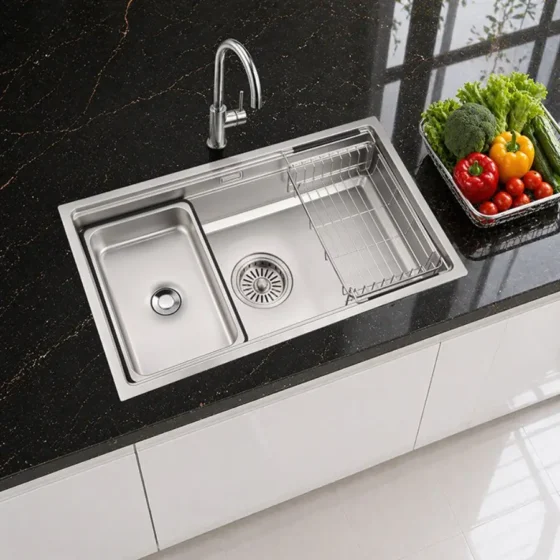 BOSS Chậu Rửa Bát 1 Hố Âm Bàn Có Hạt Điện Phân Màu Bạc Chống Xước BT7045UL